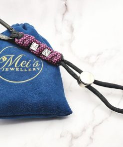 Mei's Keyed sleutelhanger | Initials Cord - Unity | Paracord - Aluminium | zwart - roze - blauw