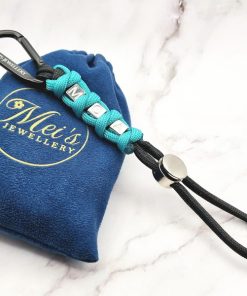 Mei's Keyed sleutelhanger | MOA Cord | Paracord - Aluminium | zwart - turquoise- zilver