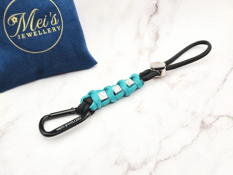 MOA Cord 4 Mei's Keyed sleutelhanger | MOA Cord | Paracord - Aluminium | zwart - turquoise- zilver Mei's Keyed sleutelhanger | MOA Cord | Paracord - Aluminium | zwart - turquoise- zilver - Afbeelding 4
