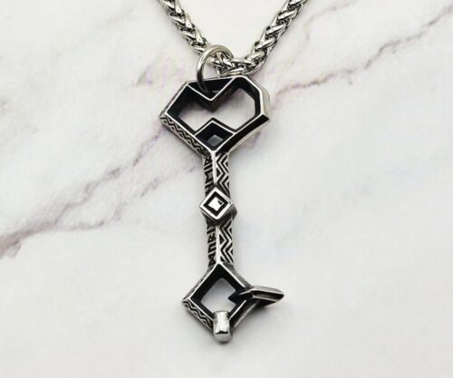 Mei’s Viking Nordic Key ketting van roestvrij staal in zilver
