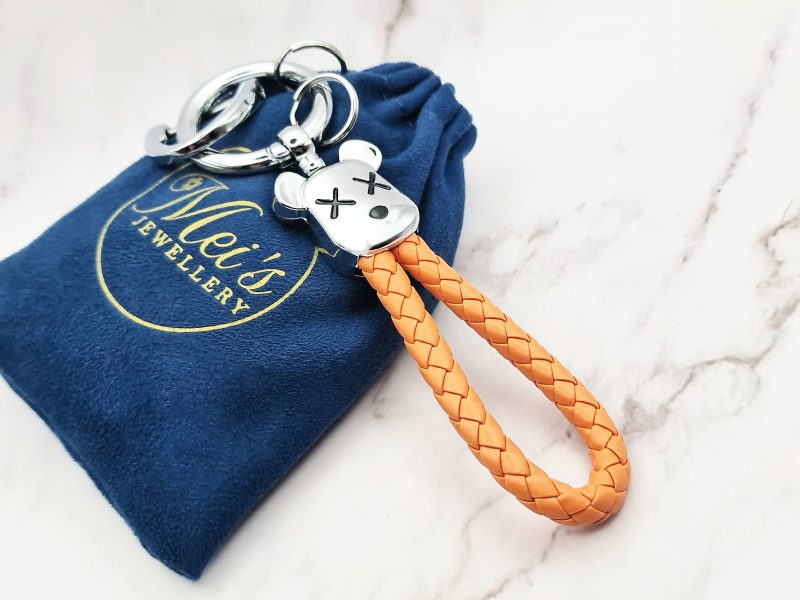 Rising Bear 2 Mei's Keyed sleutelhanger | Rising Bear | Stainless Steel - Leer | zilver- oranje Mei's Keyed sleutelhanger | Rising Bear | Stainless Steel - Leer | zilver- oranje - Afbeelding 2