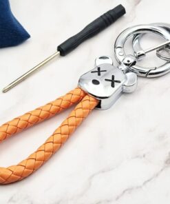 Mei's | Keyed Rising Bear | sleutelhanger | Stainless Steel & Leer