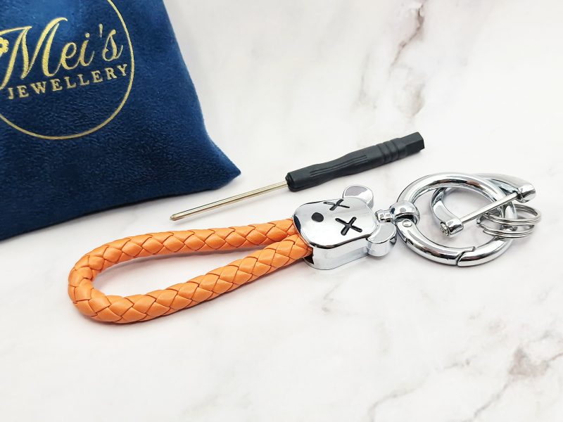 Rising Bear 3 Mei's Keyed sleutelhanger | Rising Bear | Stainless Steel - Leer | zilver- oranje Mei's Keyed sleutelhanger | Rising Bear | Stainless Steel - Leer | zilver- oranje - Afbeelding 3