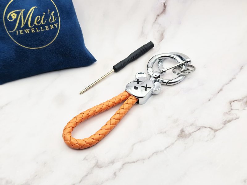 Rising Bear 4 Mei's Keyed sleutelhanger | Rising Bear | Stainless Steel - Leer | zilver- oranje Mei's Keyed sleutelhanger | Rising Bear | Stainless Steel - Leer | zilver- oranje - Afbeelding 4