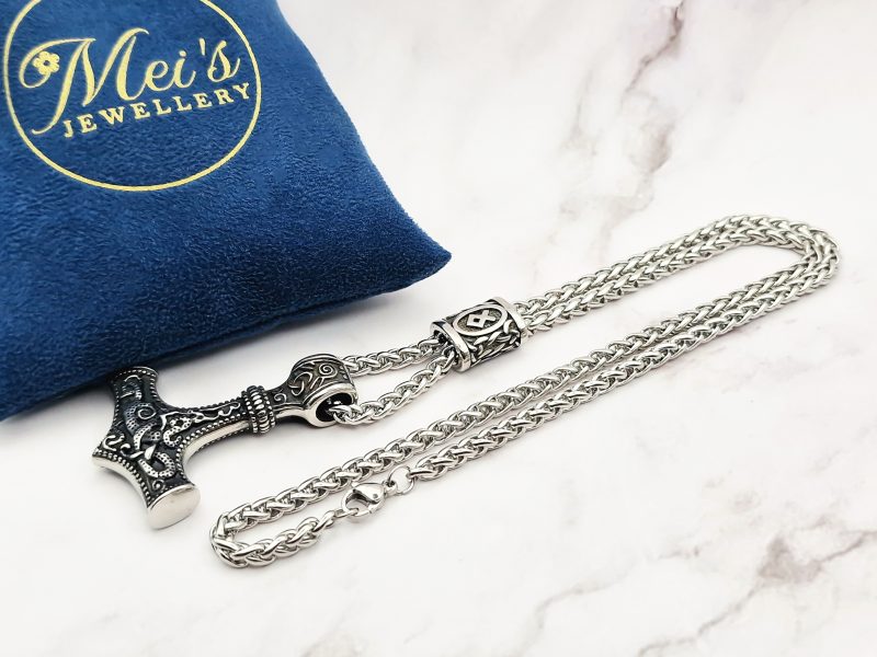 SIlver Hammer 5 Mei's Viking ketting | Silver Hammer | Stainless Steel | zilver Mei's Viking ketting | Silver Hammer | Stainless Steel | zilver - Afbeelding 5