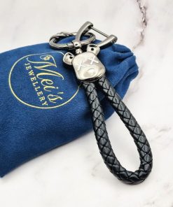 Mei's Keyed sleutelhanger | Shadow Bear | Stainless Steel - Leer | grijs - zwart