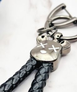 Alternative view of Mei's Keyed sleutelhanger | Shadow Bear | Stainless Steel - Leer | grijs - zwart