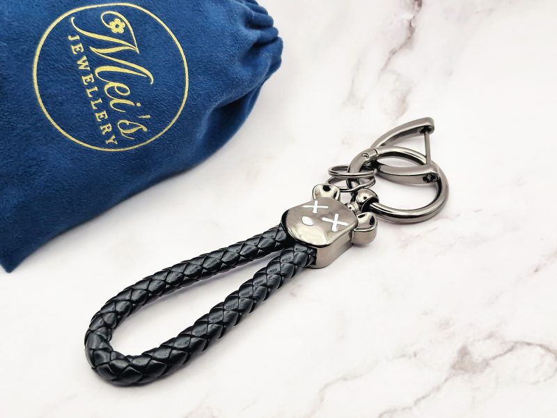 Shadow Bear 3 Mei's Keyed sleutelhanger | Shadow Bear | Stainless Steel - Leer | grijs - zwart Mei's Keyed sleutelhanger | Shadow Bear | Stainless Steel - Leer | grijs - zwart - Afbeelding 3