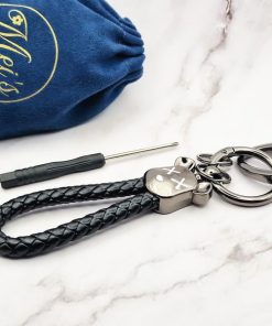 Shadow Bear 4 Mei's Keyed sleutelhanger | Shadow Bear | Stainless Steel - Leer | grijs - zwart Shadow Bear 4