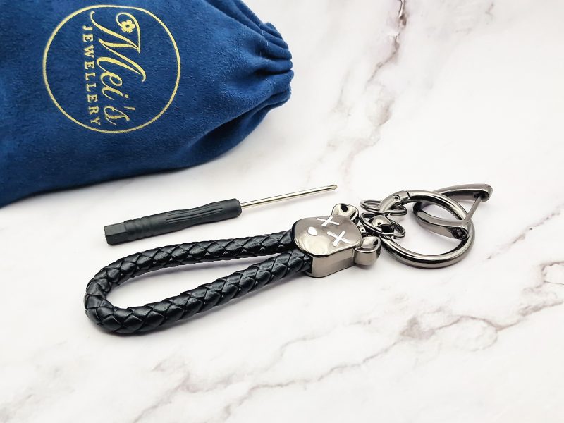 Shadow Bear 4 Mei's Keyed sleutelhanger | Shadow Bear | Stainless Steel - Leer | grijs - zwart Mei's Keyed sleutelhanger | Shadow Bear | Stainless Steel - Leer | grijs - zwart - Afbeelding 4