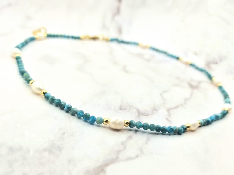 Pearl Aura 2 Mei's Everest ketting | Pearl Aura | parel - edelsteen | wit - blauw Mei's Everest ketting | Pearl Aura | parel - edelsteen | wit - blauw - Afbeelding 2