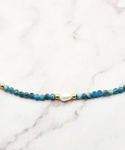 Pearl Aura 3 Mei's Everest ketting | Pearl Aura | parel - edelsteen | wit - blauw Pearl Aura 3