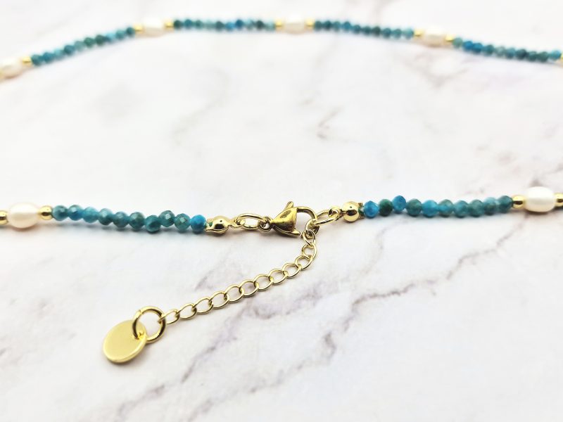 Pearl Aura 4 Mei's Everest ketting | Pearl Aura | parel - edelsteen | wit - blauw Mei's Everest ketting | Pearl Aura | parel - edelsteen | wit - blauw - Afbeelding 5