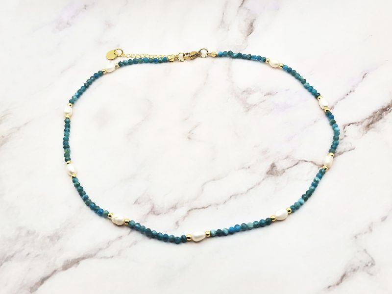 Pearl Aura 5 Mei's Everest ketting | Pearl Aura | parel - edelsteen | wit - blauw Mei's Everest ketting | Pearl Aura | parel - edelsteen | wit - blauw - Afbeelding 4