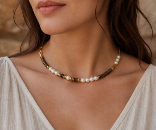 Alternative view of Mei's Everest Tiger Glow | ketting | Edelsteen