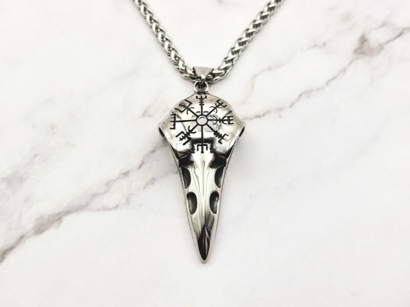 Raven Vegvisir 1 Mei's | Viking Raven Vegvisir | ketting | Stainless Steel Mei's | Viking Raven Vegvisir | ketting | Stainless Steel
