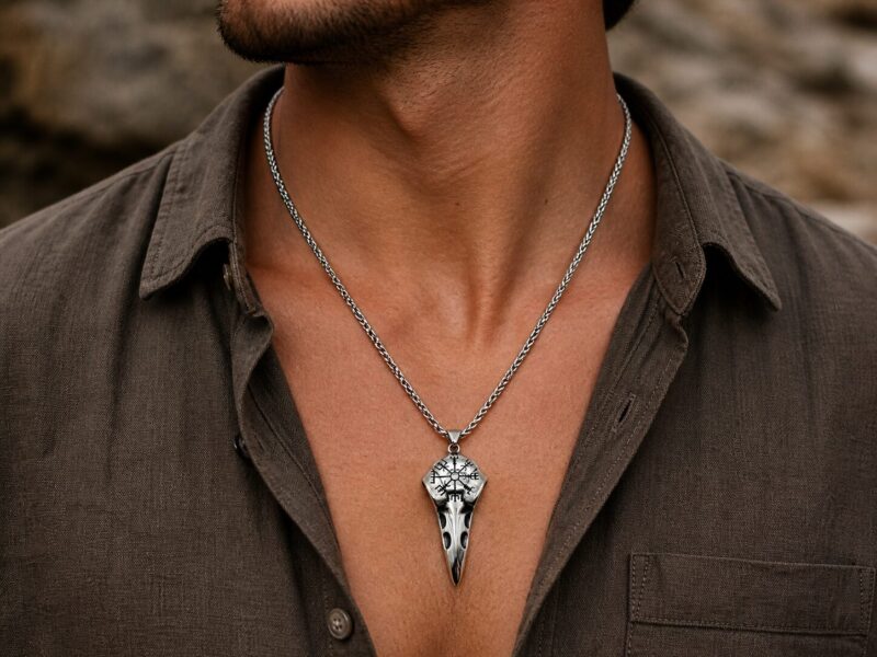 Raven Vegvisir sierfoto Mei's Viking Raven Vegvisir | ketting | Stainless Steel Mei's Viking Raven Vegvisir | ketting | Stainless Steel - Afbeelding 2