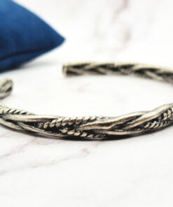 Alternative view of Mei's | Chained Silver Braided Antique | armband | Stainless Steel