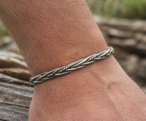 Alternative view of Mei's Muse Silver Braided Antique | armband | Stainless Steel