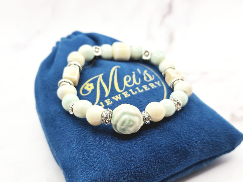 Pastel Bloom 5 Mei's Tibetan Pastel Bloom | armband | Keramiek Mei's Tibetan Pastel Bloom | armband | Keramiek - Afbeelding 5