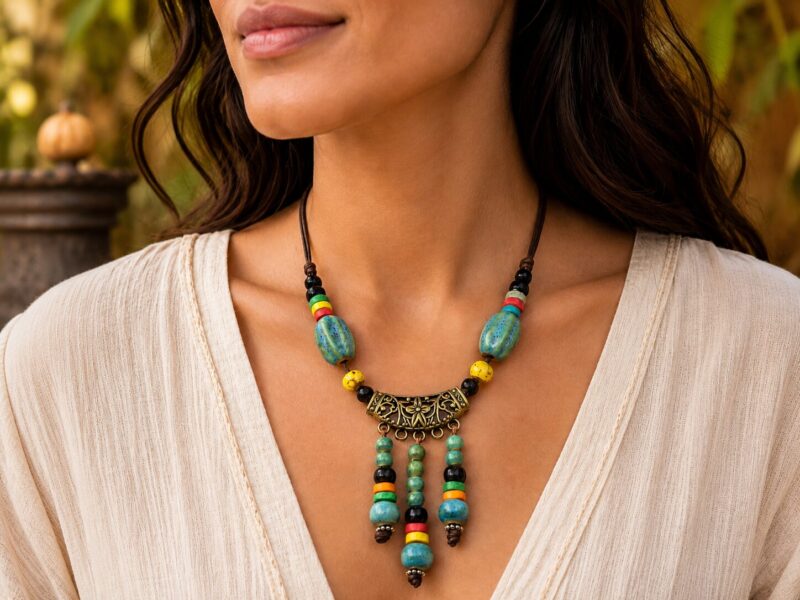 Rainbow Ceramic 2 Mei's Tibetan Rainbow Ceramic | ketting | Keramiek Mei's Tibetan Rainbow Ceramic | ketting | Keramiek - Afbeelding 2