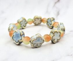 Aqua Blossom 1 Mei's Jewellery Mei's Tibetan Aqua Blossom | armband | Keramiek