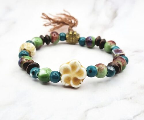 Blooming Clover 1 Mei's Jewellery Mei's Tibetan Blooming Clover | armband | Keramiek