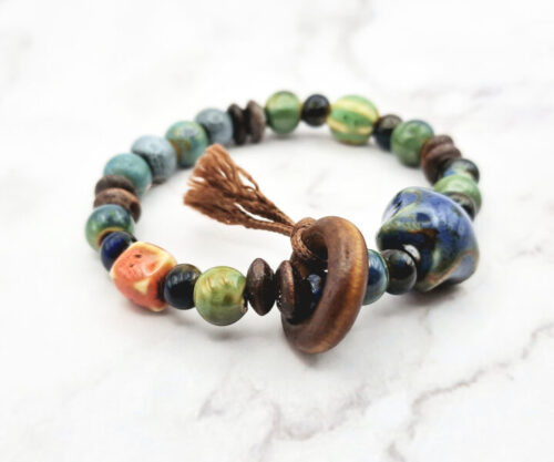 Ceramic Galaxy 2 Mei's Tibetan Ceramic Galaxy | armband | Keramiek Mei's Tibetan Ceramic Galaxy keramische armband met sterkraal