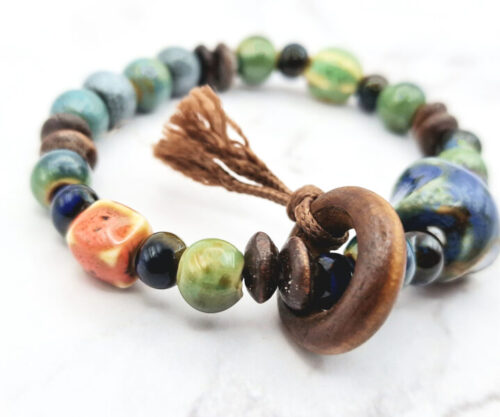 Ceramic Galaxy 3 Mei's Tibetan Ceramic Galaxy | armband | Keramiek Mei's Tibetan Ceramic Galaxy keramische armband met sterkraal