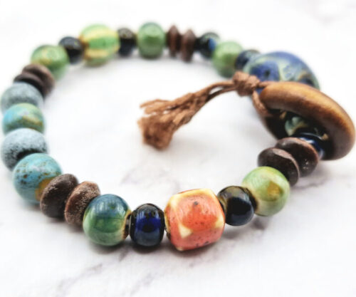 Ceramic Galaxy 4 Mei's Tibetan Ceramic Galaxy | armband | Keramiek Mei's Tibetan Ceramic Galaxy keramische armband met sterkraal