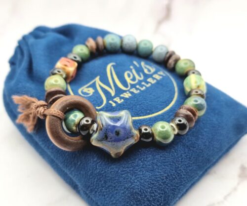 Ceramic Galaxy 5 Mei's Tibetan Ceramic Galaxy | armband | Keramiek Mei's Tibetan Ceramic Galaxy keramische armband met sterkraal