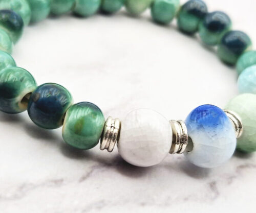 Mei's Tibetan Mystic Ocean keramische armband in groenblauwe tinten