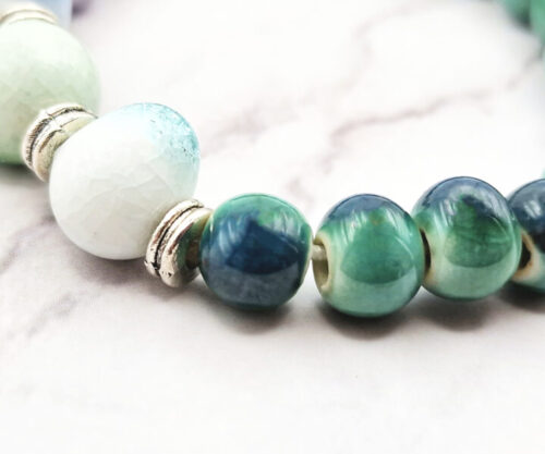 Mei's Tibetan Mystic Ocean keramische armband in groenblauwe tinten