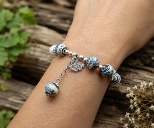 Alternative view of Mei's Tibetan Ocean Lotus | armband | Keramiek