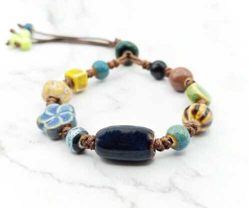 Mei's Tibetan Indigo Bloom | armband | Keramiek