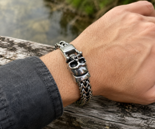Alternative view of Mei's Muse Steel Skull | armband | Stainless Steel